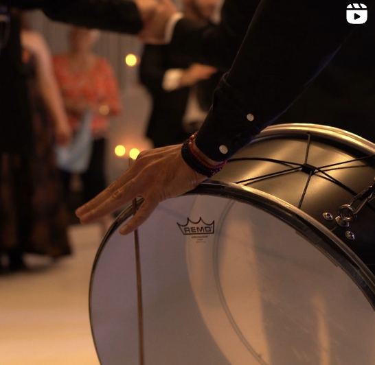 Big drums being played at a wedding
